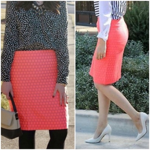 NWT J.Crew Neon Polka Dot Pencil Skirt size 6